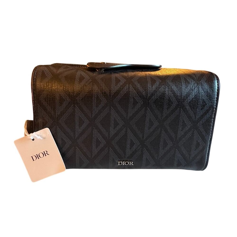 Dior NWT Black Coated canvas Ringo Toiletry bag